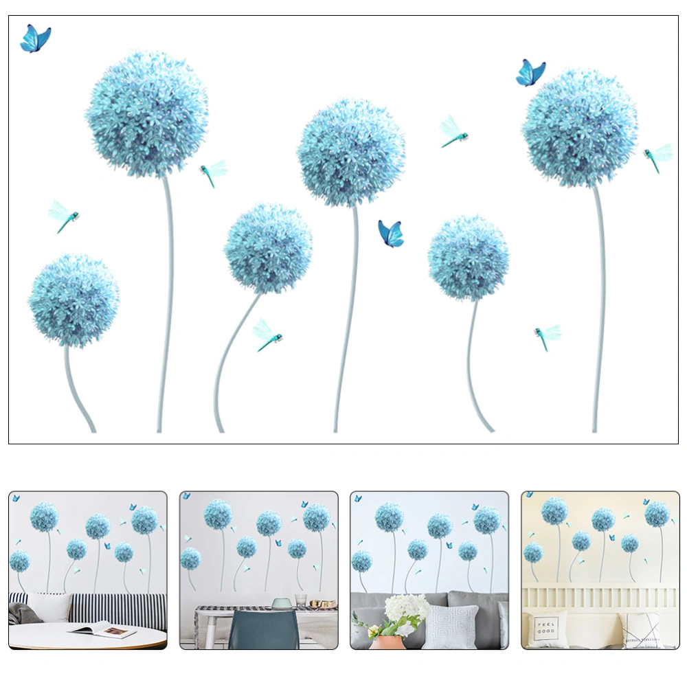 2 Sheets Dandelion Wall Sticker Wall Decal Removable DIY Butterflies Dragonflies Wall Sticker