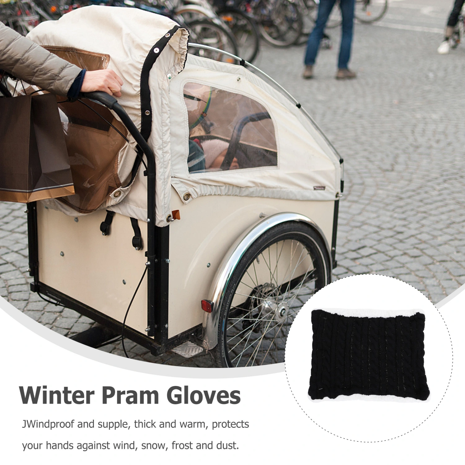 Baby Stroller Gloves Thicken Pram Hand Muff Winter Windproof Stroller Hand Cover