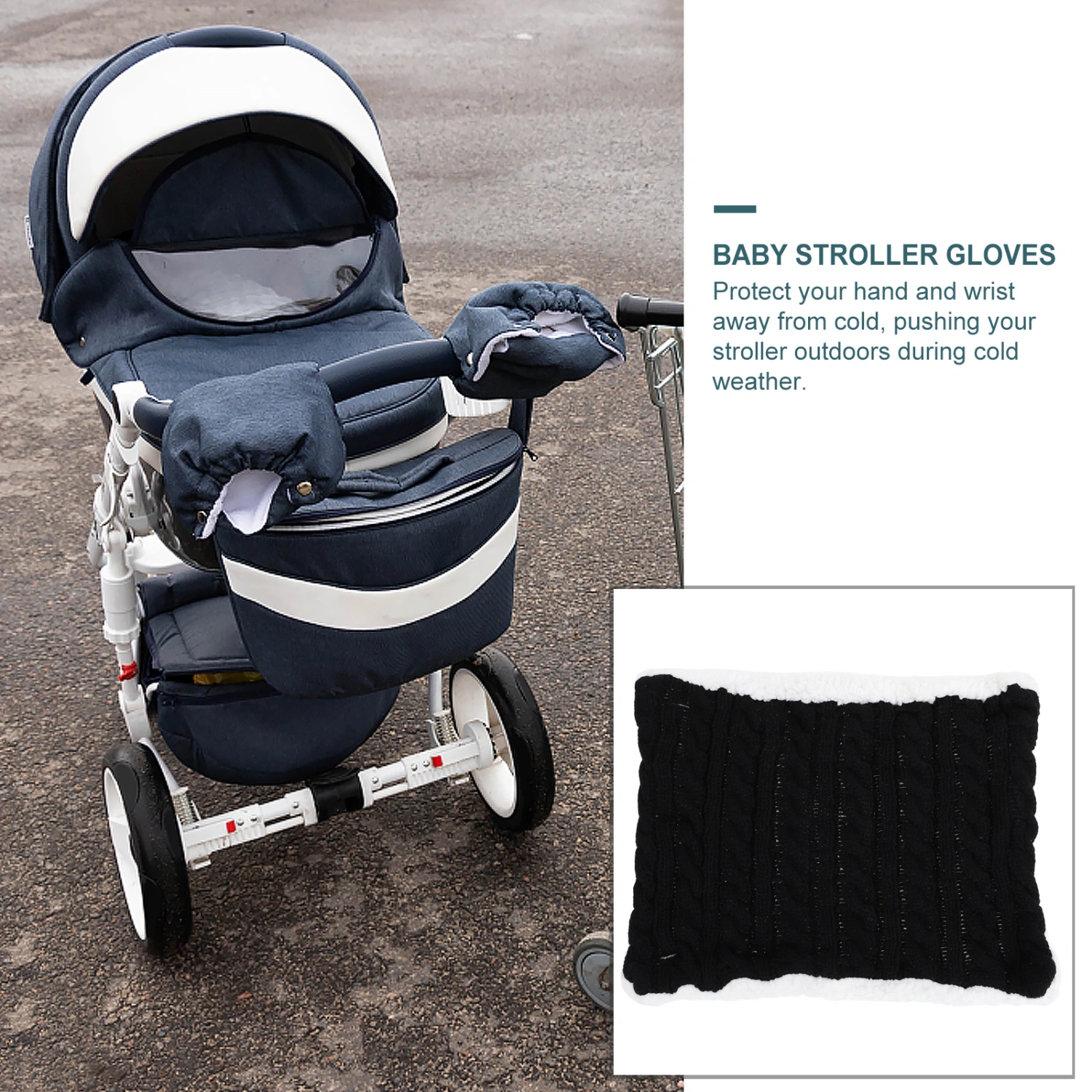 Baby Stroller Gloves Thicken Pram Hand Muff Winter Windproof Stroller Hand Cover
