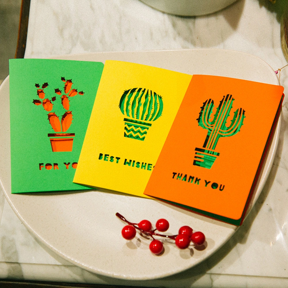 6pcs Cactus Greeting Lovely Colorful Cactus Postcard Valentine's Day Birthday Mother's Day Greeting DIY Gift