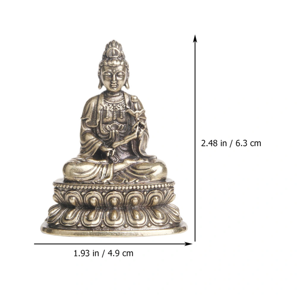 Brass Buddha Figurine Brass Adornment Religious Ornament Retro Bronzeware (As Shown)