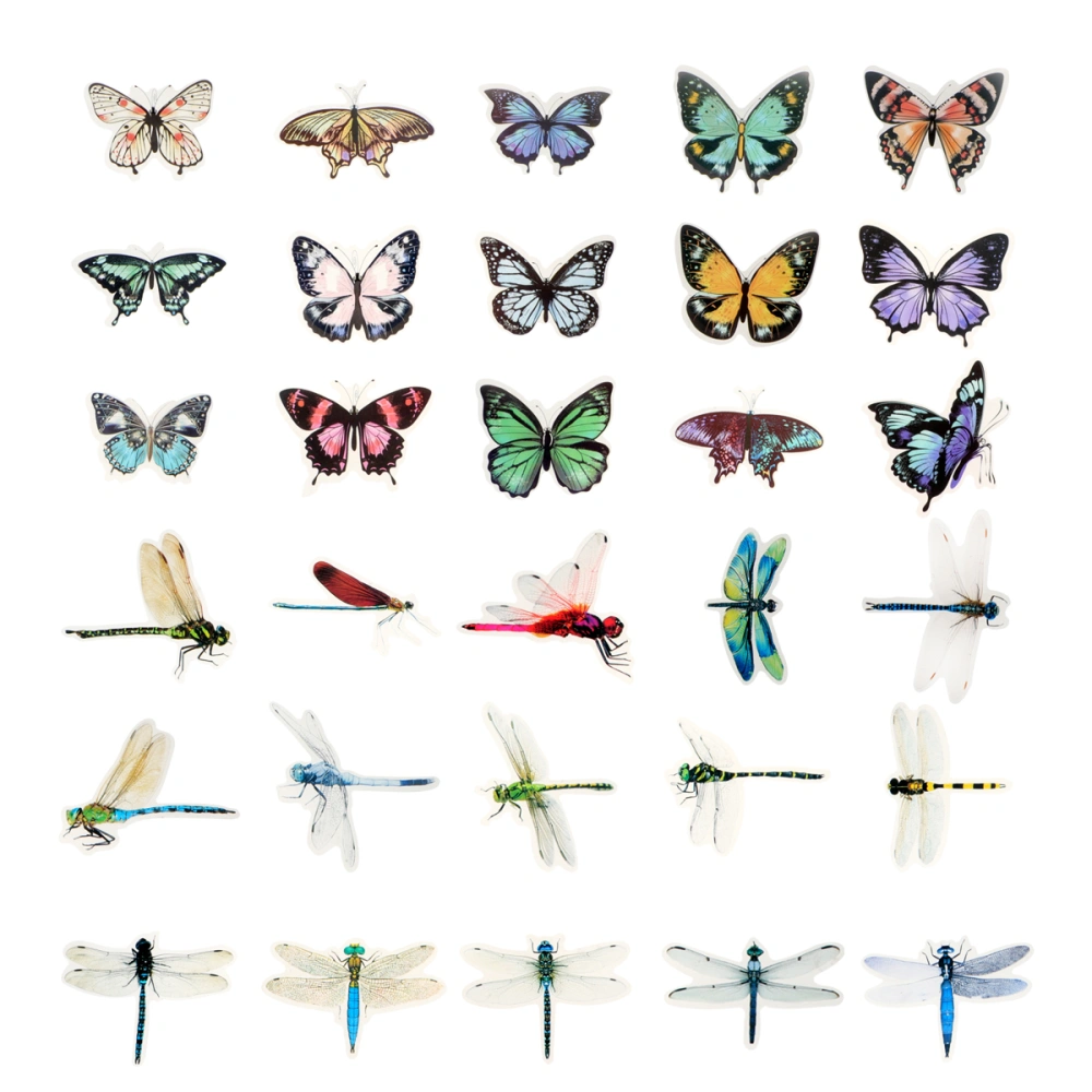 2 Sets Creative Handbook Decorative Sticker Exquisite Dragonfly Shaped Sticker Chic Handcraft DIY Sticker (Butterfly and Dragonfly Each 1 Set )