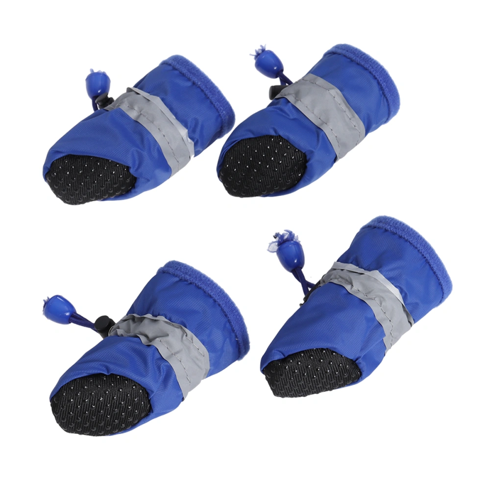 4 Pcs Waterproof Anti Dog Boots All Seasons Pet Booties For Small to Medium Dogs Size S (Blue)