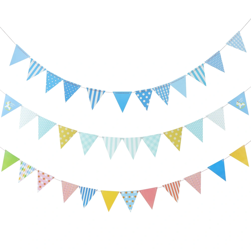 3 Sets Hanging Paper Triangle Banner Birthday Party Decoration Triangle Bunting