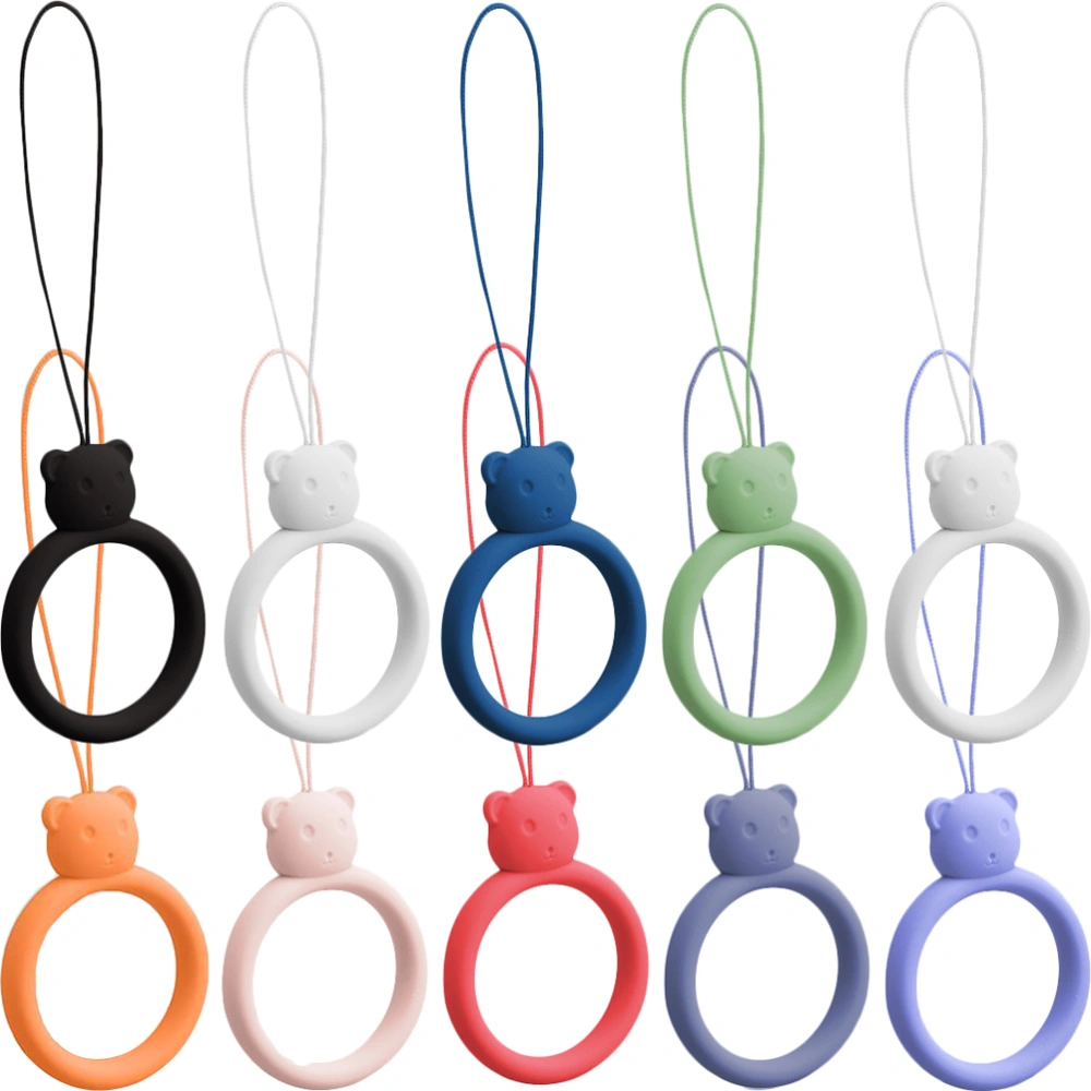 10pcs Silicone Phone Ring Straps Short Lanyard Grip Holder Finger Ring Ropes