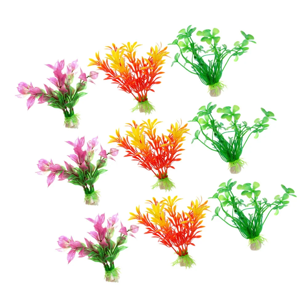 10 Pcs Vivid Underwater Plant Aquarium Grass Ornament Fish Tank Decorative Landscape (Mixed Color)