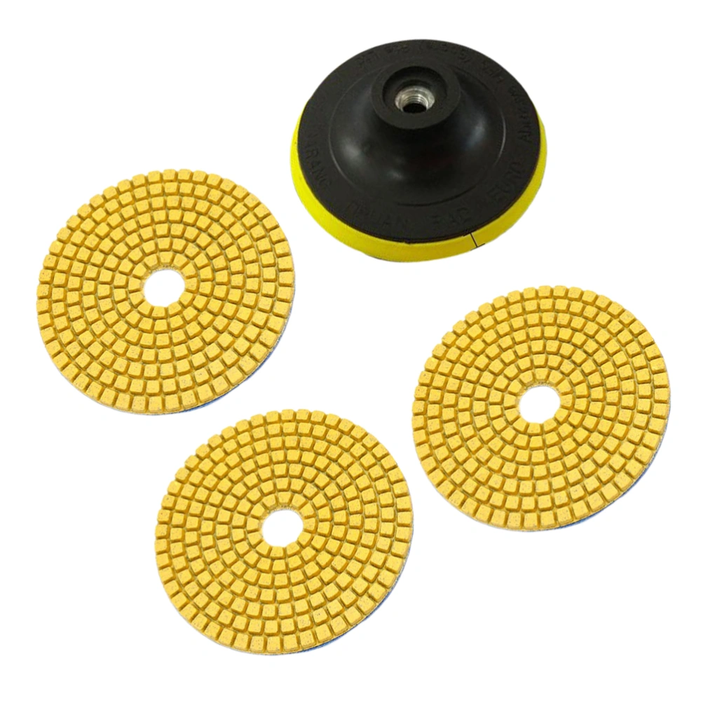 3Pcs 4 Inches 50 Grits Wet/Dry Diamond Polishing Pads with Backer Pad with Stick Pad for Granite Stone Marble (Random Color)