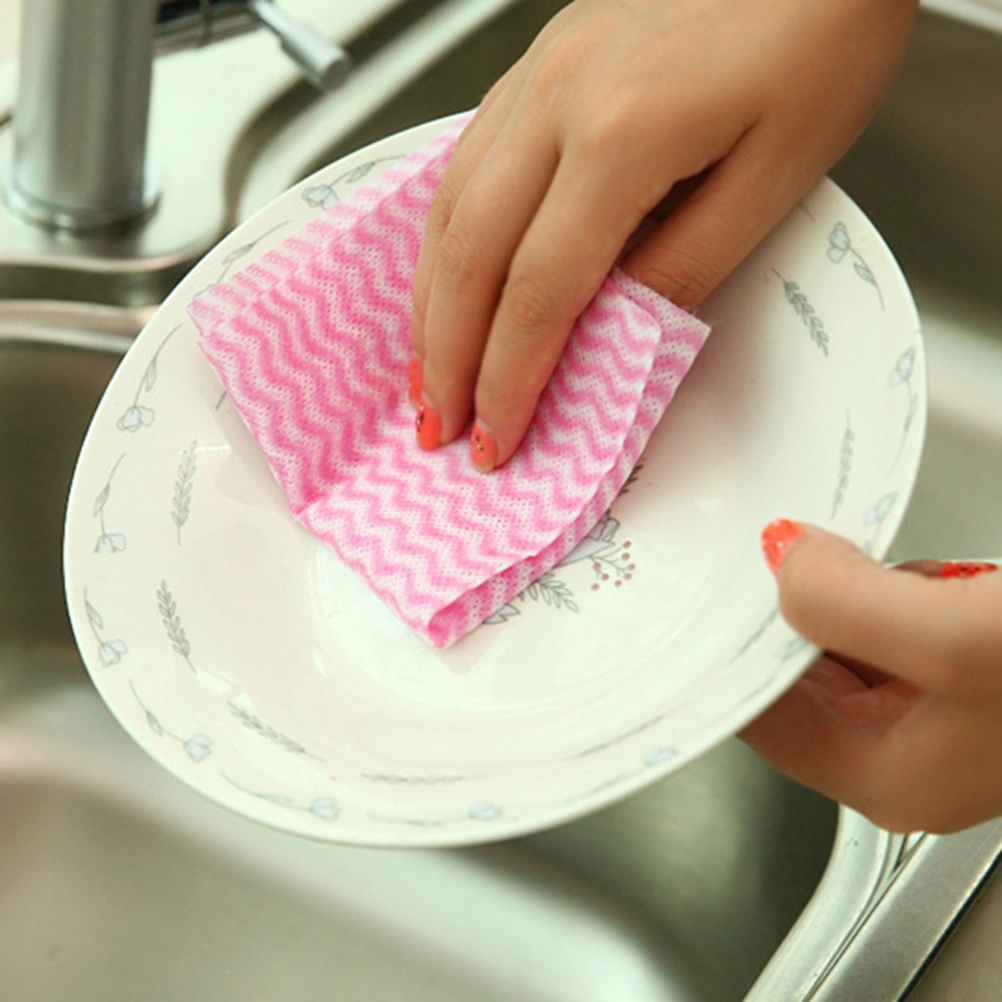 50Pcs Non-woven Kitchen Dish Towels Water Absorption Cleaning Cloth (Orange)