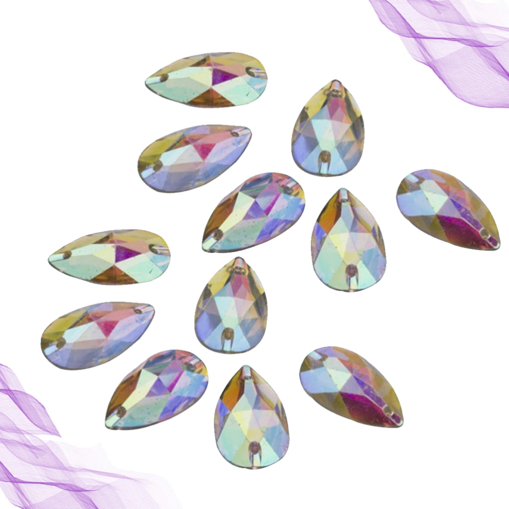 100PCS Teardrop Shape Flat Back Resin Rhinestones DIY Resin Crystals for Costume Scrapbooking Decoration - 7x12mm