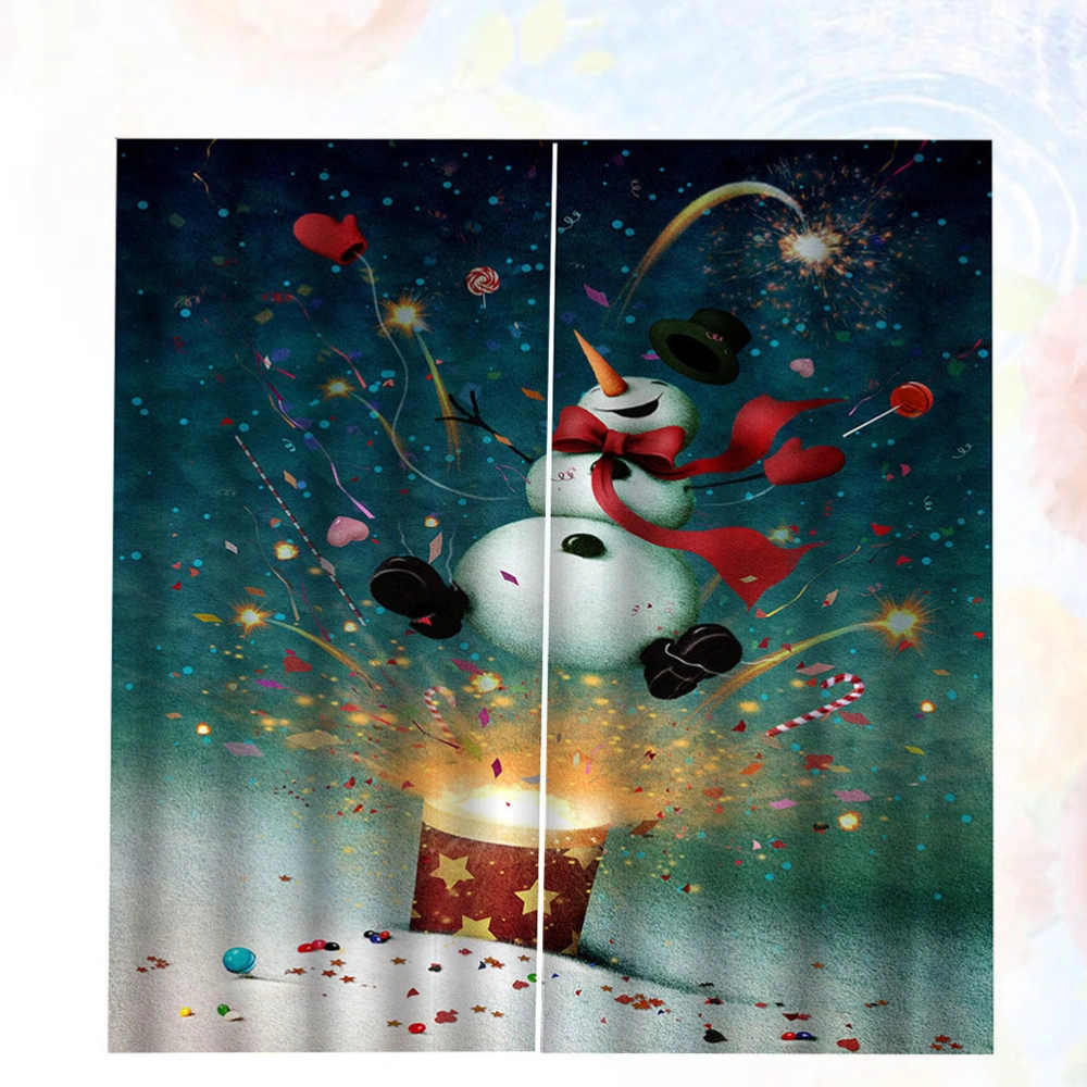 Premium Christmas Printring Bathroom Black-out Curtain Creative Bathroom Curtains for Home (Cartoon Snowman)