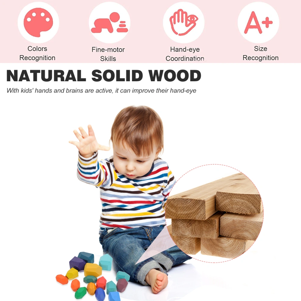 16Pcs Wooden Balancing Stacking Stones Wood Building Blocks Toys for Kids