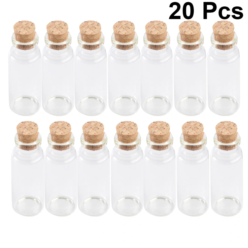 20pcs Cork Glass Bottles Mini Wishing Bottle Transparent Wish Jars Portable Storage Bottle Tea Subpacking Bottles for Home Party Office Shop ( 30x80mm Buckle 40ML)