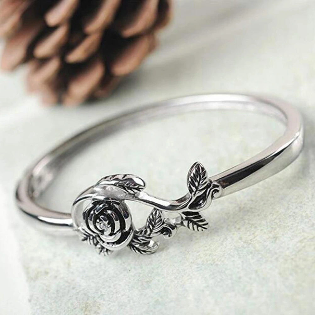 Vintage Ring Rose Designed Finger Ring Wedding Ring Delicate Finger Jewelry Size 7 Silver