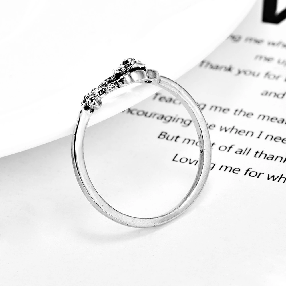 Vintage Ring Rose Designed Finger Ring Wedding Ring Delicate Finger Jewelry Size 7 Silver