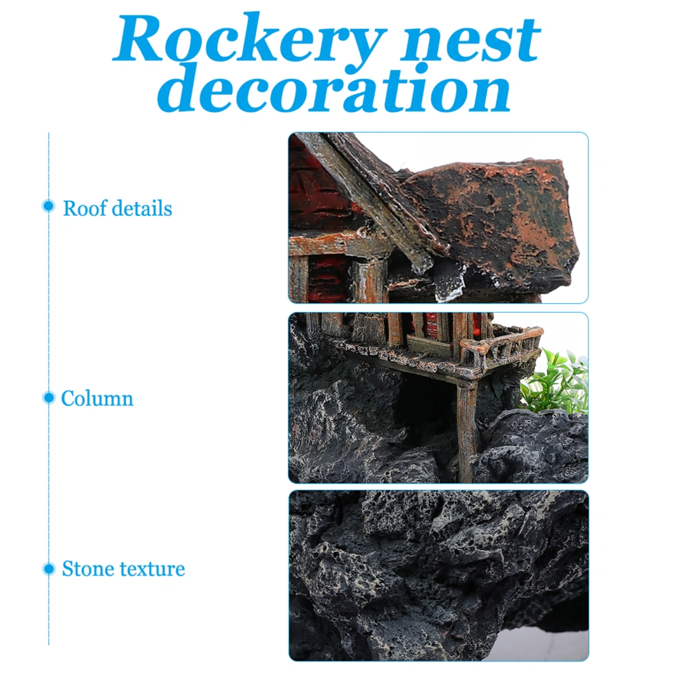 Artificial Rockery Aquarium Ornament Resin Ancient House Fish Tank Decoration