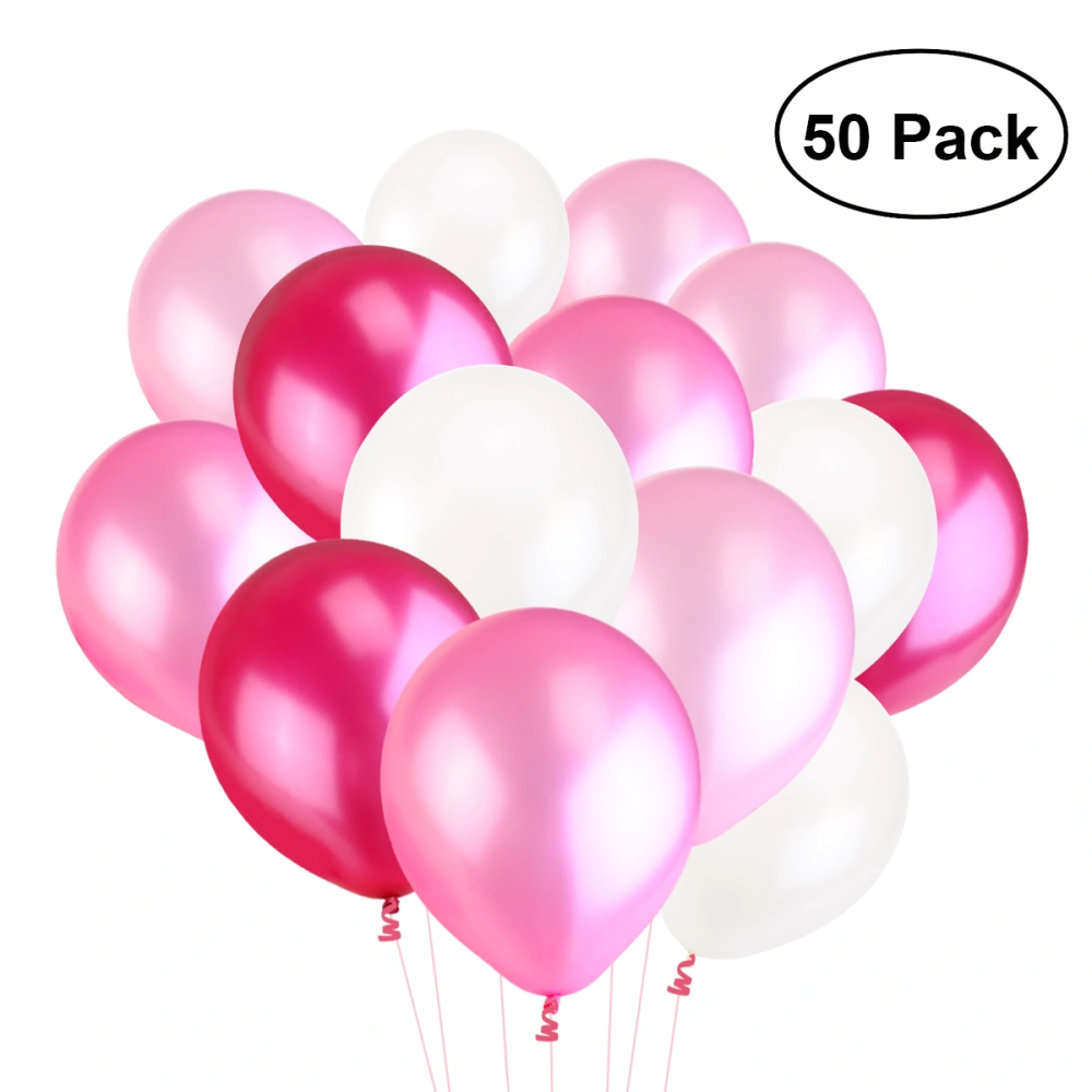 TOYMYTOY 50pcs Pearl Latex Balloons for Wedding Birthday Party 3.2g Balloons Toy for Kids Having Fun (White & Pink & Light Pink & Plum)