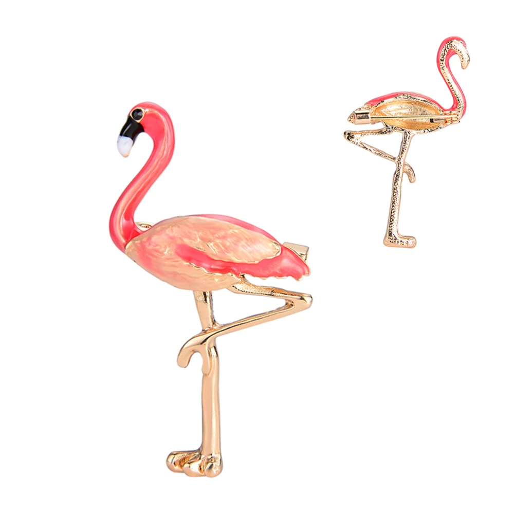 Animal Flamingo Brooch Pin Environment-friendly Metal Flamingo Brooch Lapel Pin (X2004 Red)