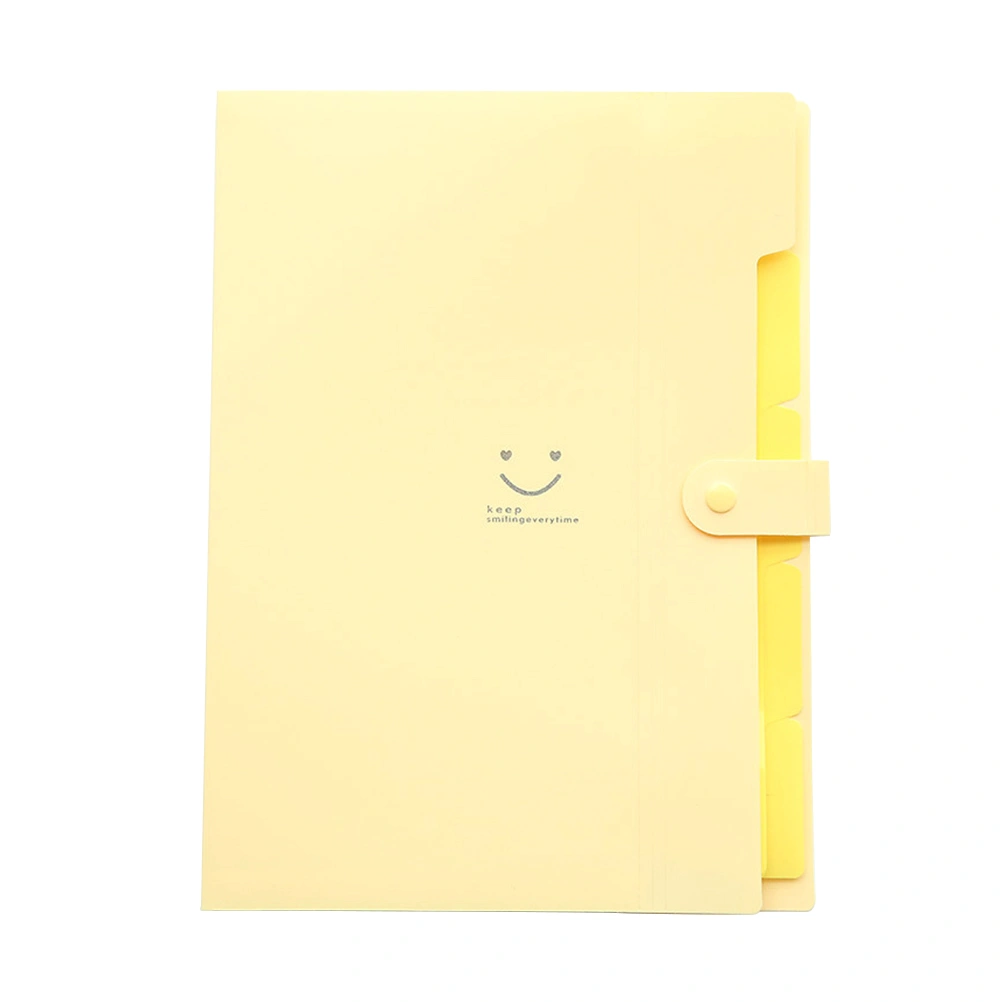 5 Pockets Plastic Expanding File Folders A4 Letter Size Snap Closure Accordion Folder Paper Document Organizer Set (Beige)