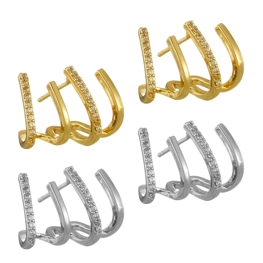 2 Pairs Claw Earrings Stud Zircon Rhinestone Earrings Jewelry for Women