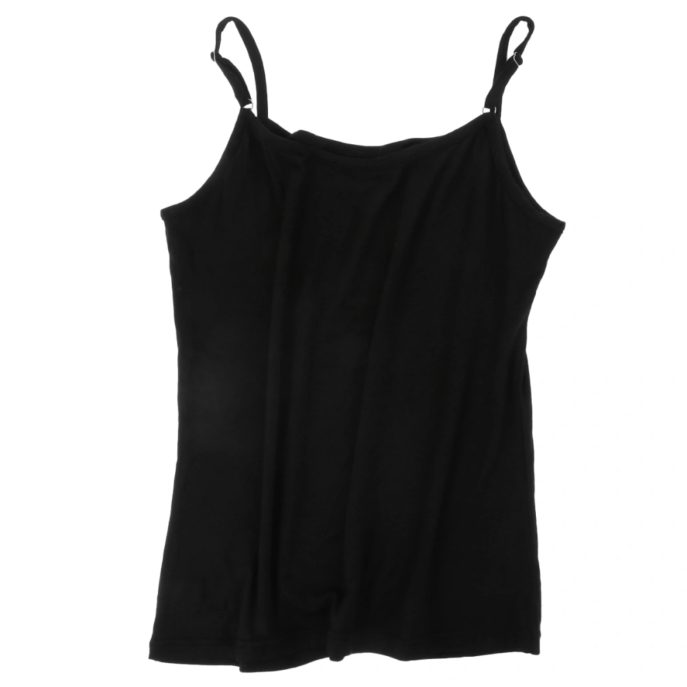 Adjustable Solid Color Vest Stylish Sleeveless Tank Fashion Camisole Summer Sports Clothing Underwear for Women Female (Black, M Size)