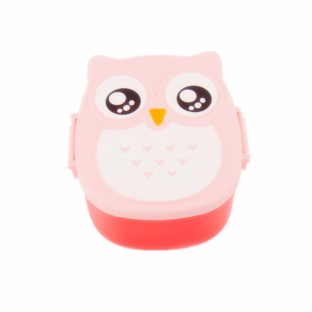 Portable Cartoon Owl Lunch Box Food Container Storage Box for Kids Children (Pink)