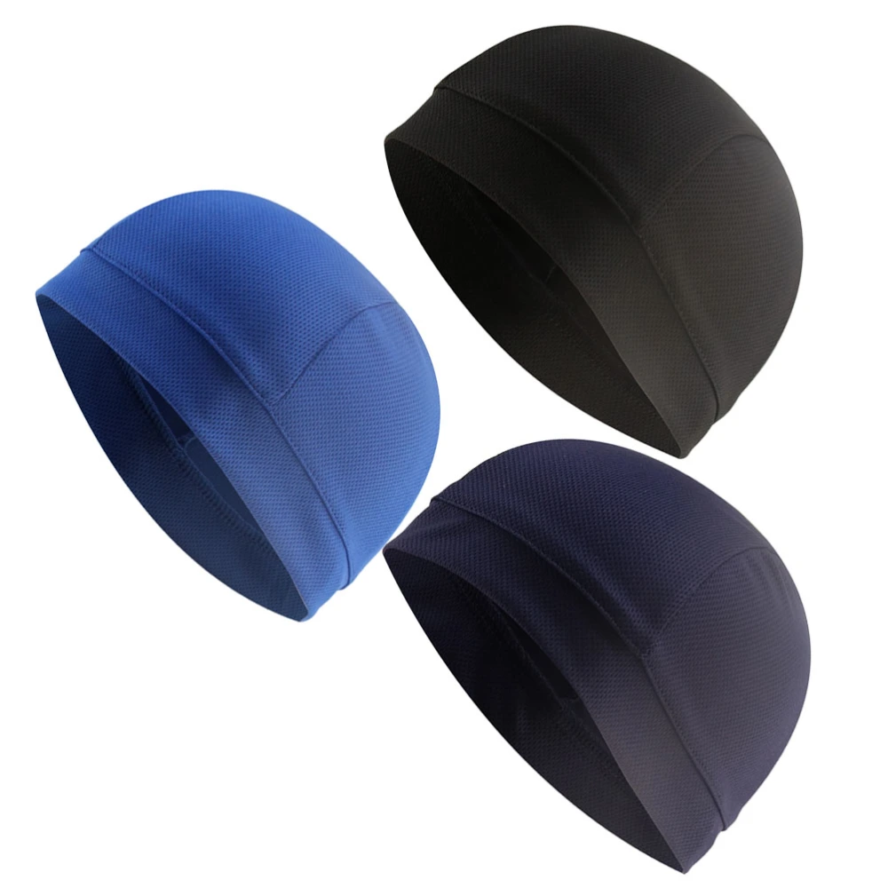 3Pcs Liner Cycling Sports Sweat-absorb Inner Outdoor Sports Linning Headwear Sports Accessories(Black + Royal Blue + Navy Blue)