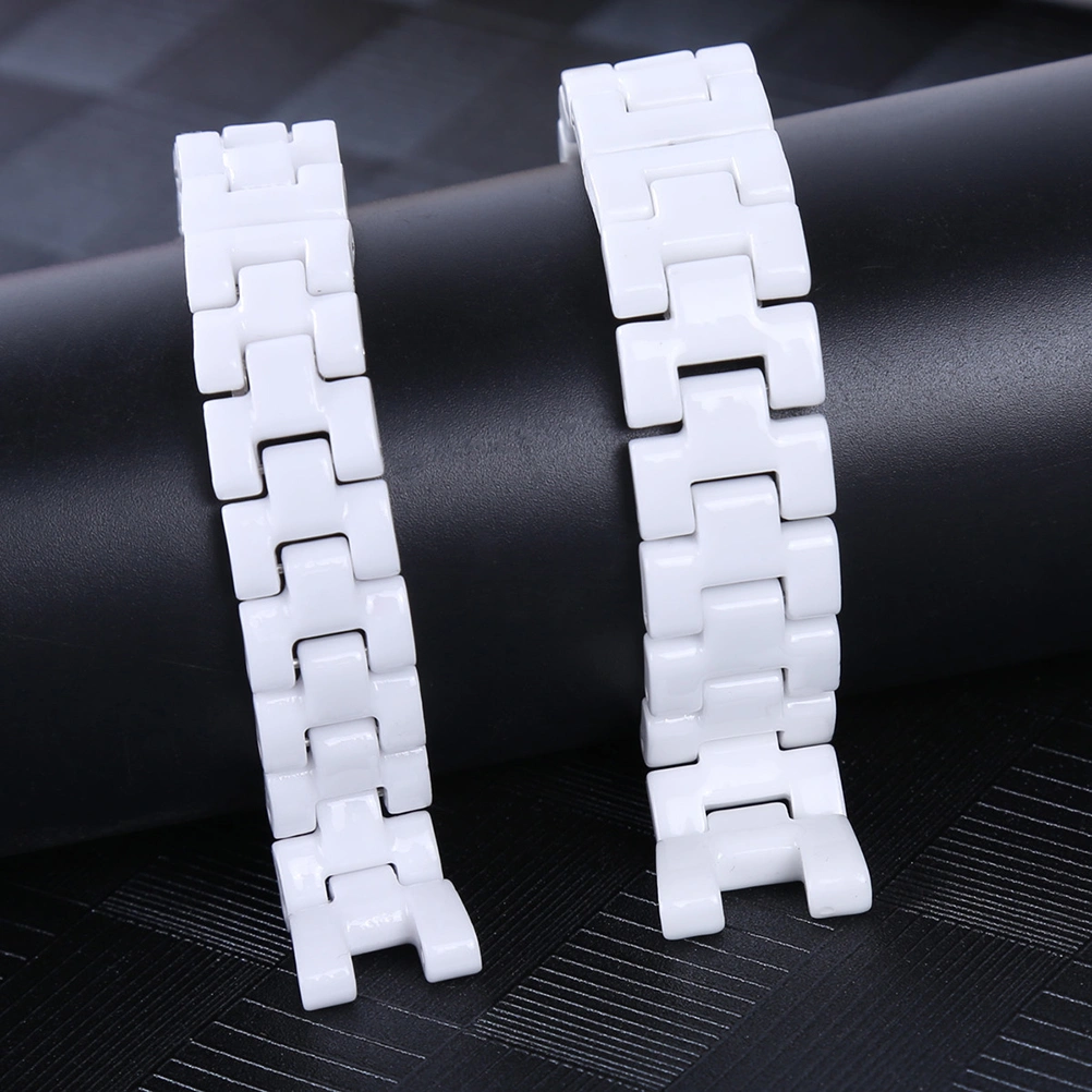 Fashion Ceramic Watchband White Watch Strap Solid Link Women Wristwatches Wristband Bracelet (Notch 6MM)