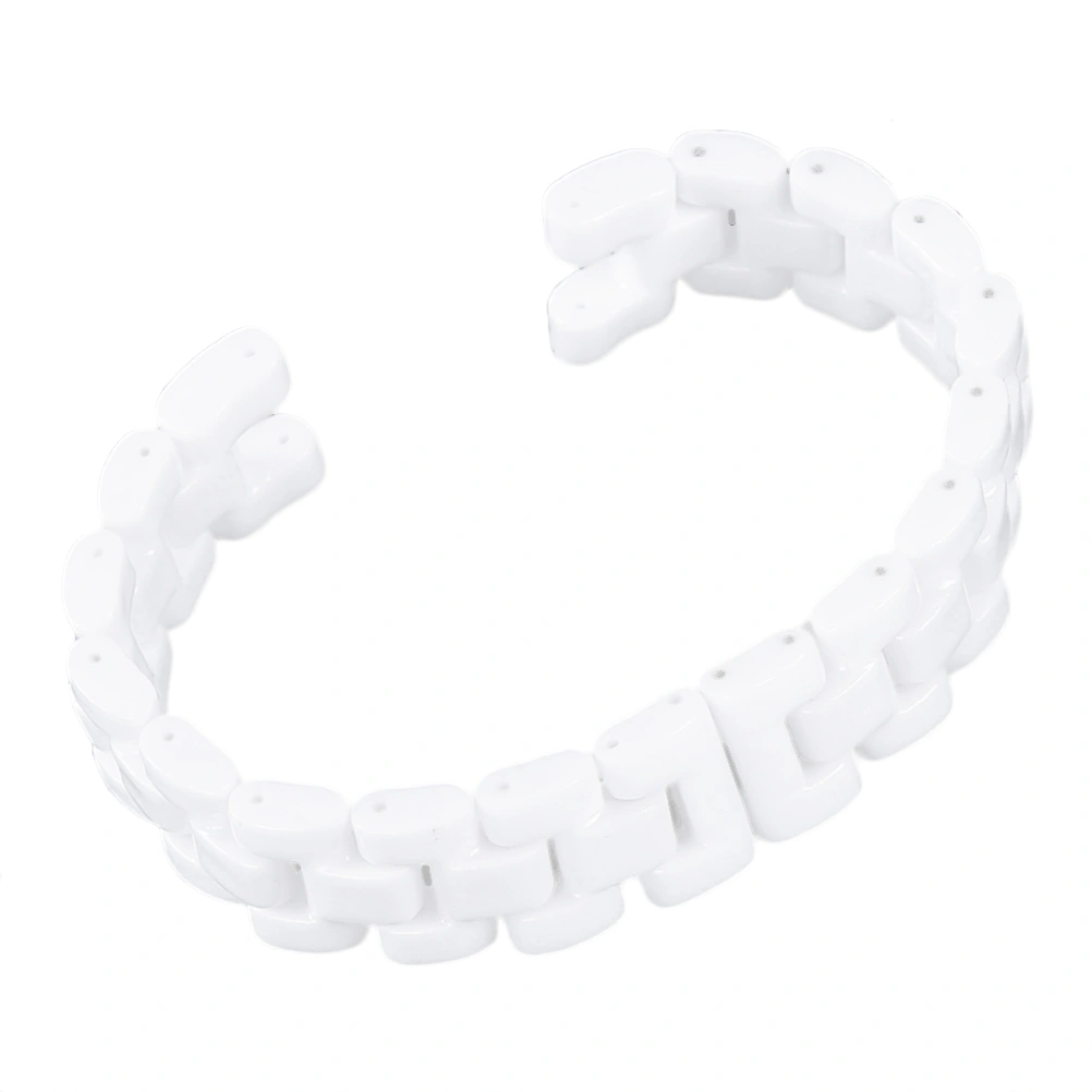 Fashion Ceramic Watchband White Watch Strap Solid Link Women Wristwatches Wristband Bracelet (Notch 6MM)