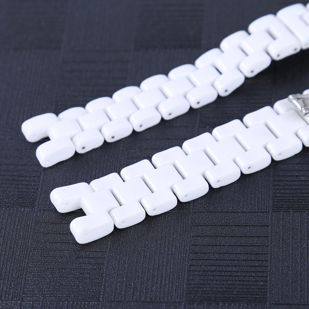 Fashion Ceramic Watchband White Watch Strap Solid Link Women Wristwatches Wristband Bracelet (Notch 6MM)