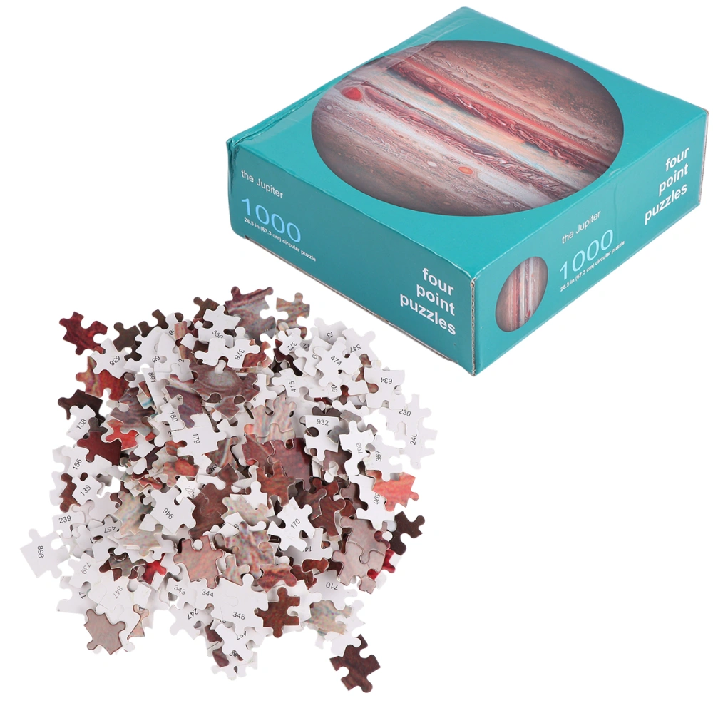 1 Set 1000pcs Decompression Plane Puzzle Jigsaw Puzzle Toy Round Planet Puzzle Intelligence Puzzle Toy for Stress Relieve (Jupiter)