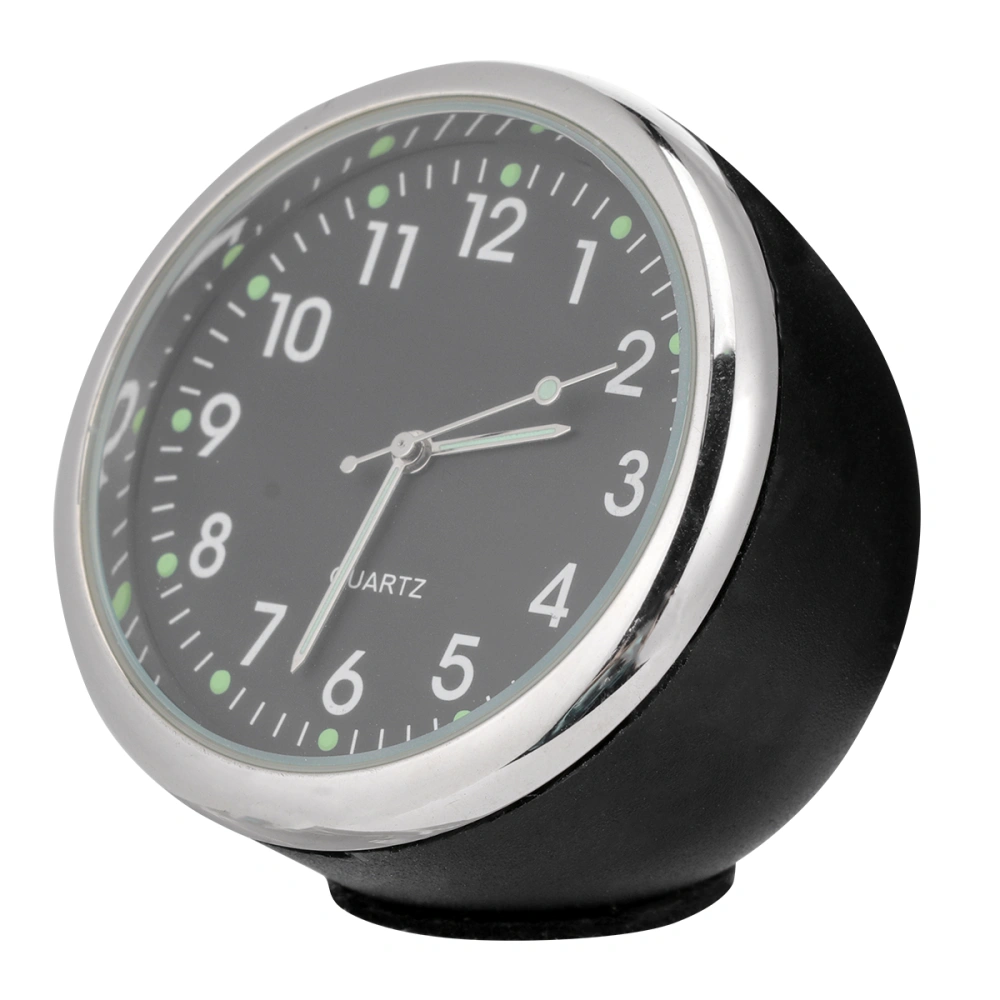 Car Clock Dashboard Luminous Quartz Clock Vehicle-mounted Mini Clock (Black)