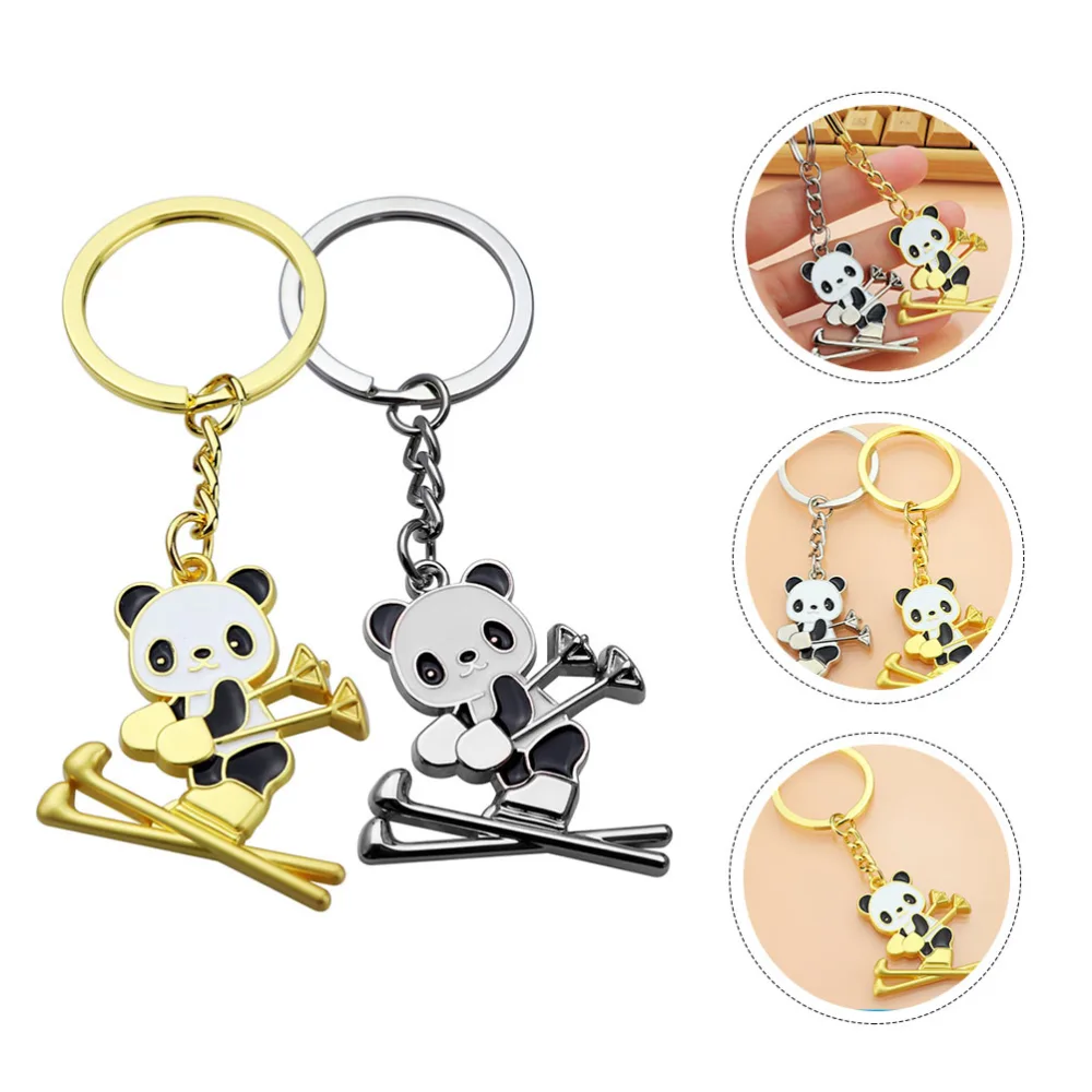 2Pcs Cartoon Panda Key Chain Bag Hanging Ornament Games Small Souvenirs