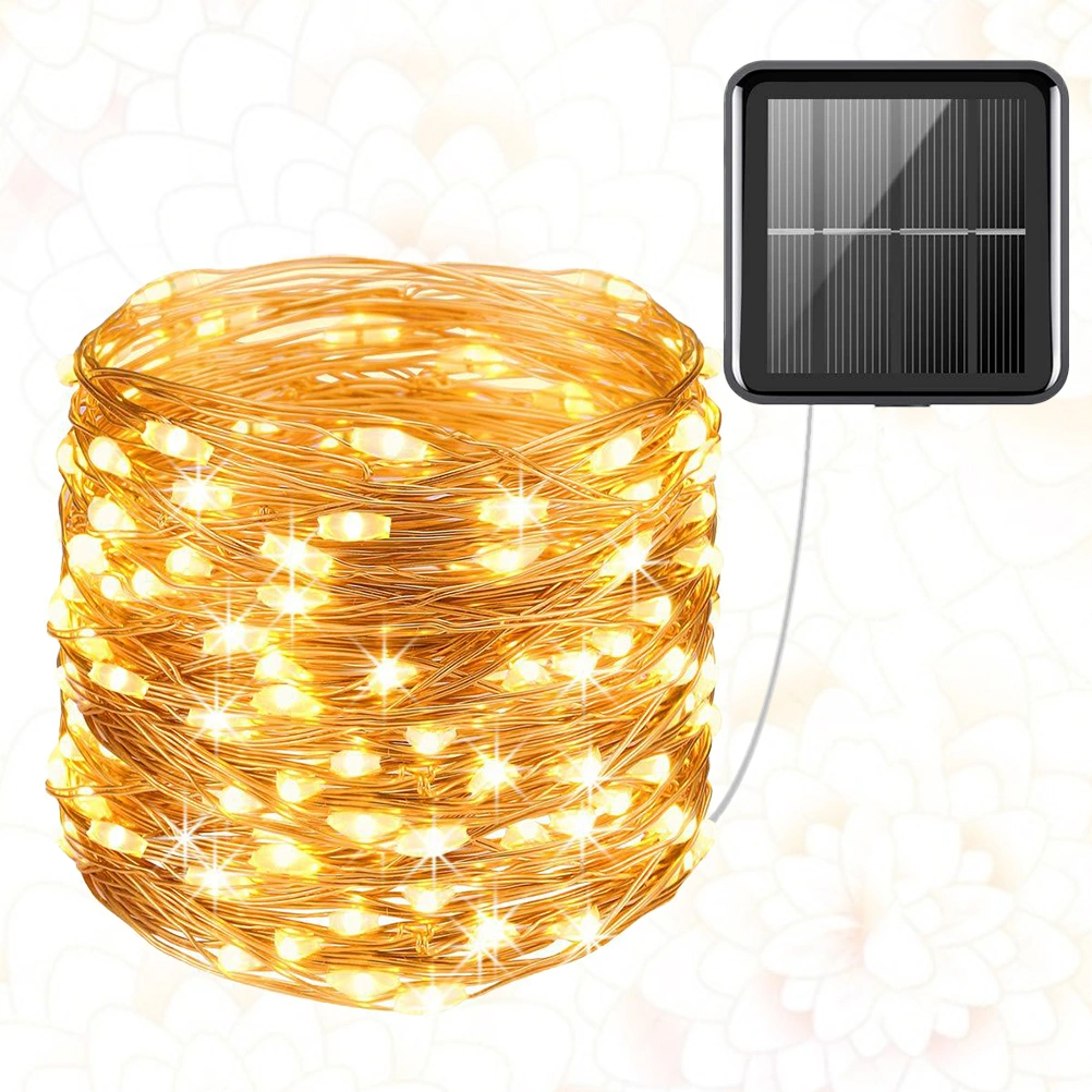 1PC 10M Long Solar LED String Lamp Festive Decoration Lights Delicate LED Waterproof String Lamps for Outdoor Party Garden Park (Warm White Light 100LED)
