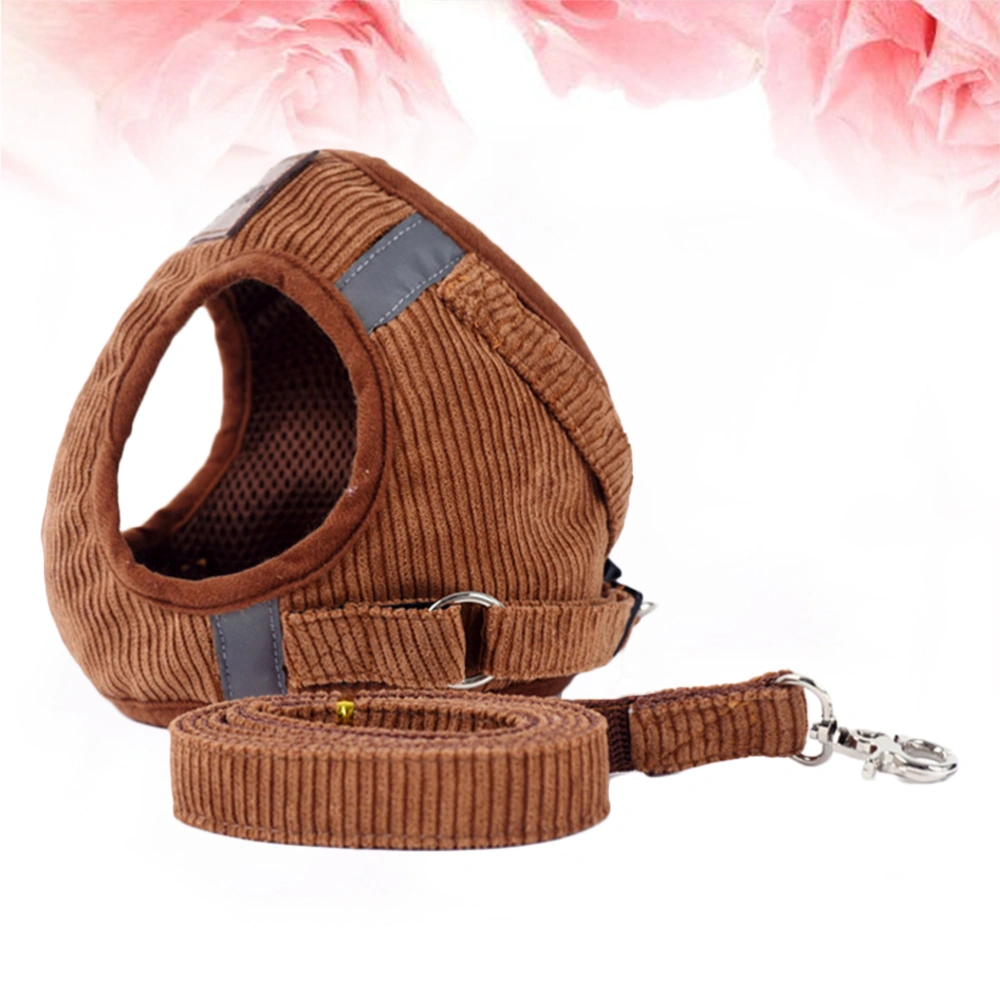 Comfortable Pet Harness Chest Strap Reflect Light Vest Harness for Bichon Dog Pet (Coffee Size L)