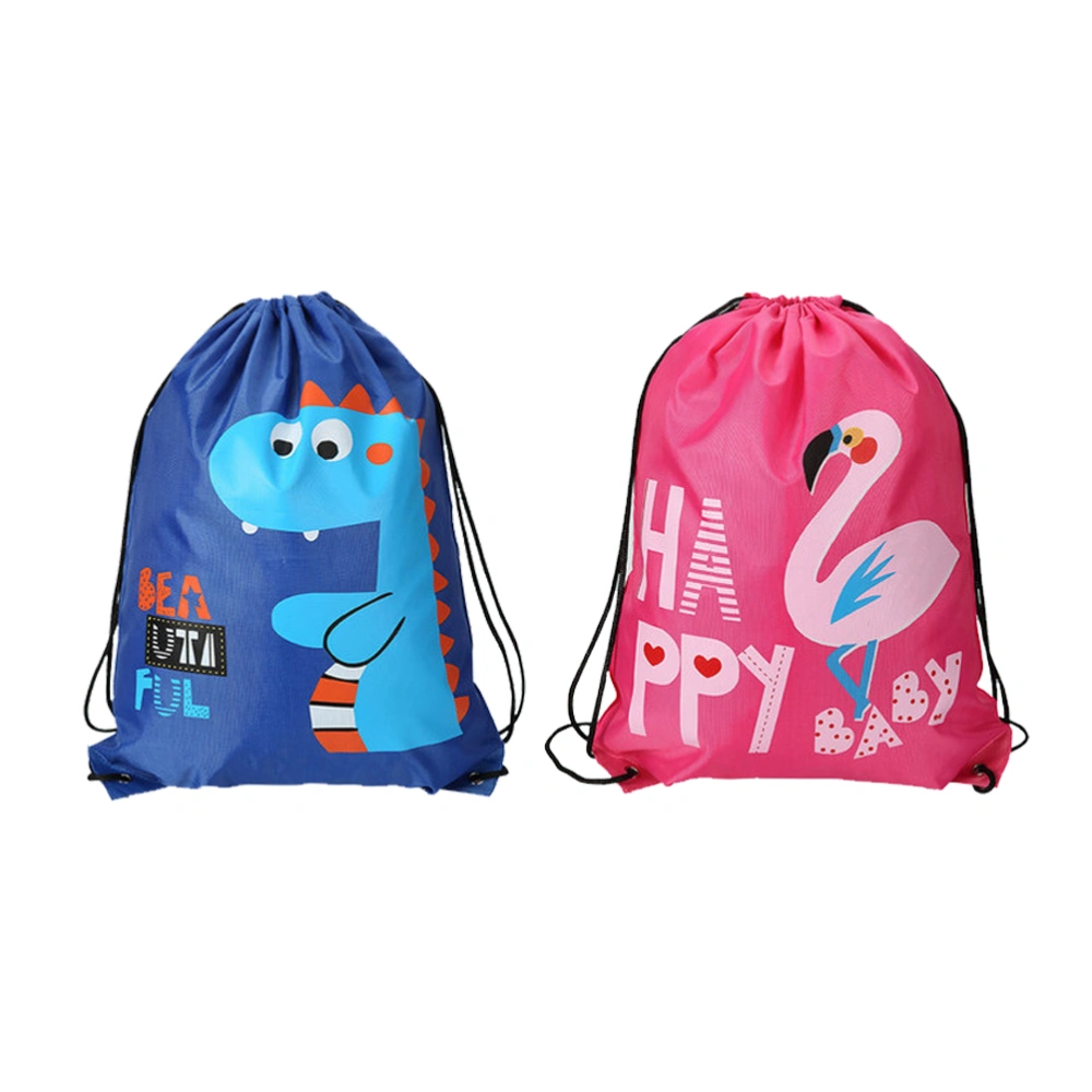 2Pcs Adorable Drawstring Bags Multi-function Beach Bags Wear-resistant Swim Bags