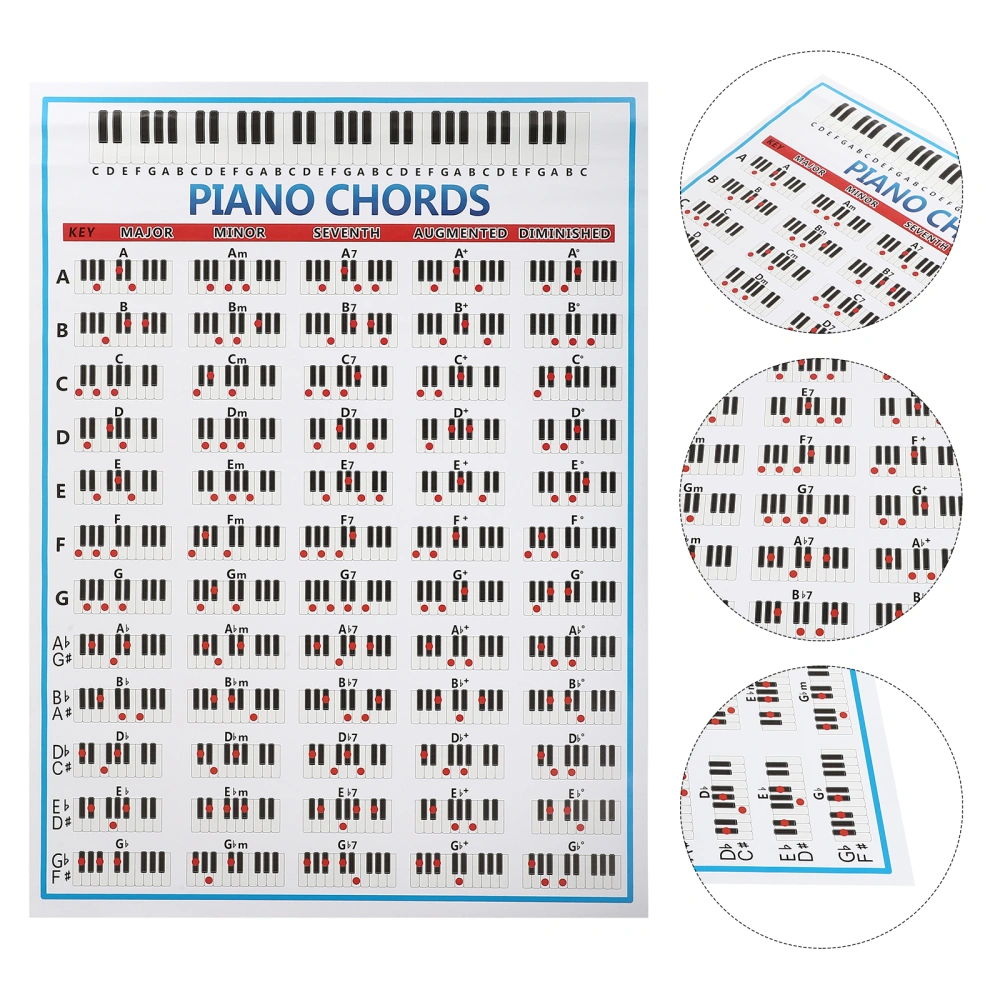 1pc Piano Chord Learning Guide Piano Reference Chords Fingering Poster Chart