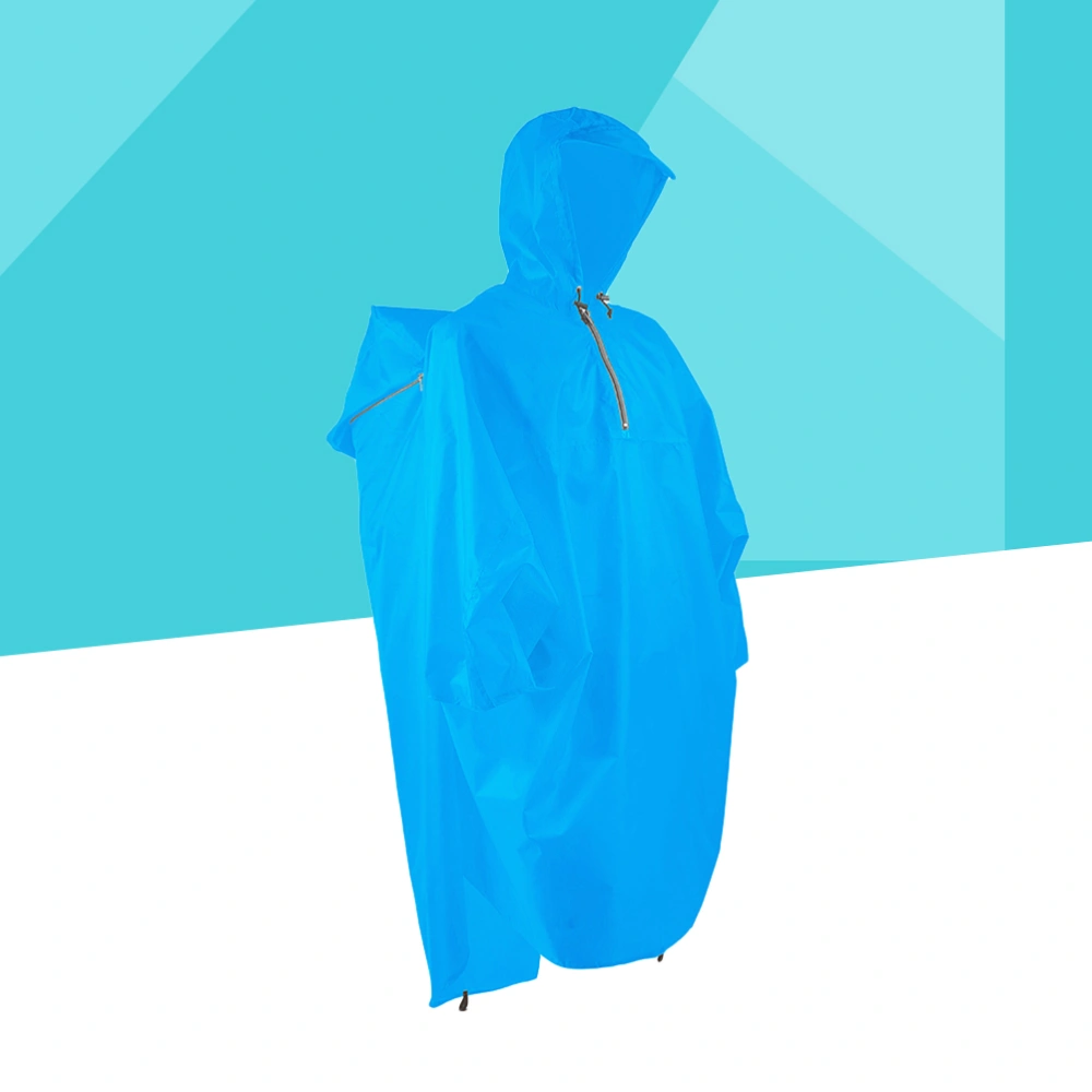 Portable Rain Cover Adult Raincoats Waterproof Rain Poncho Lightweight Backpack Poncho with Hoods and Sleeves and Bag Cover for Outdoor Climbing Cycling (Blue)