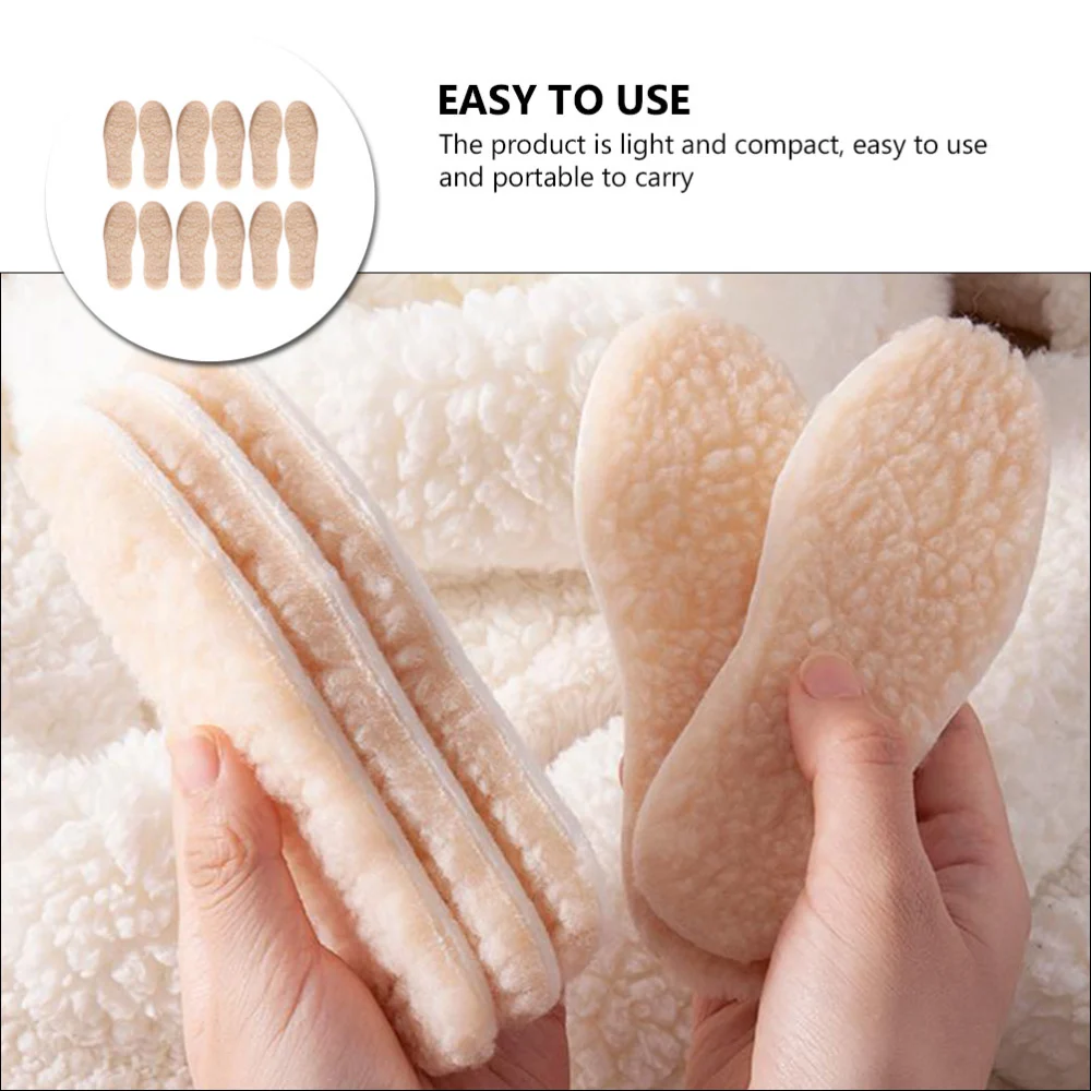 6 Pairs of Children's Fleece Warm Insoles Breathable Deodorant Resistant Insoles