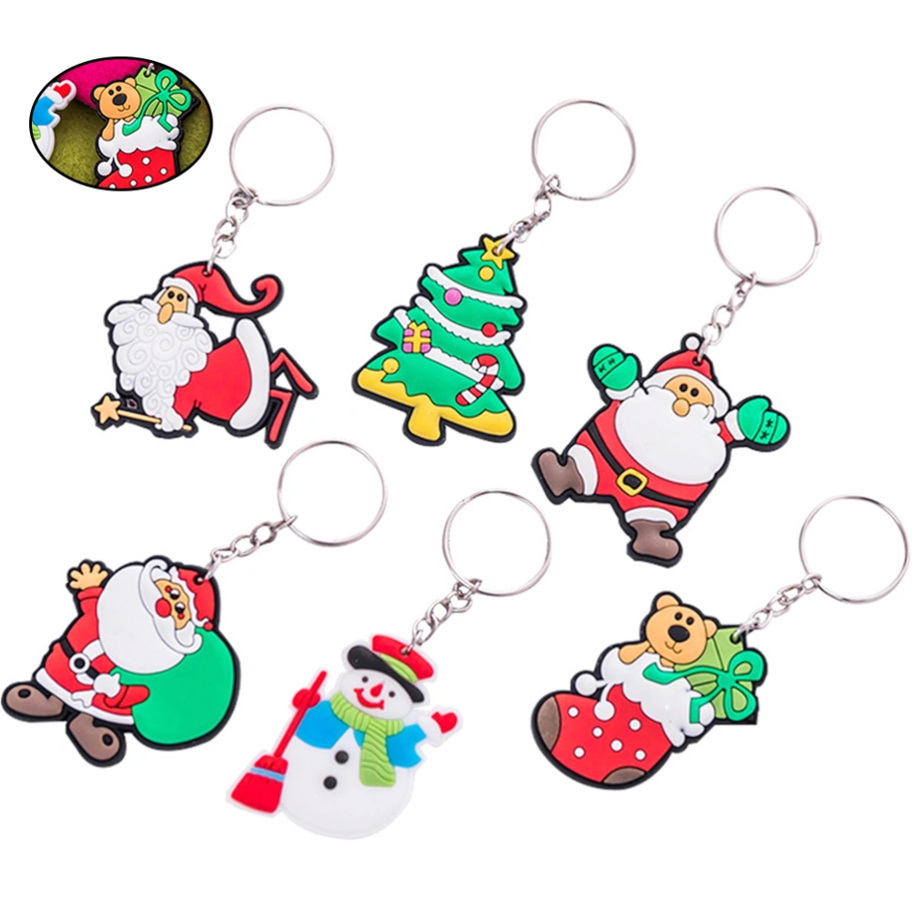 24pcs Cartoon Santa Claus Keyring Snowman Keychain Christmas Tree Hanging Pendant (Random Style)