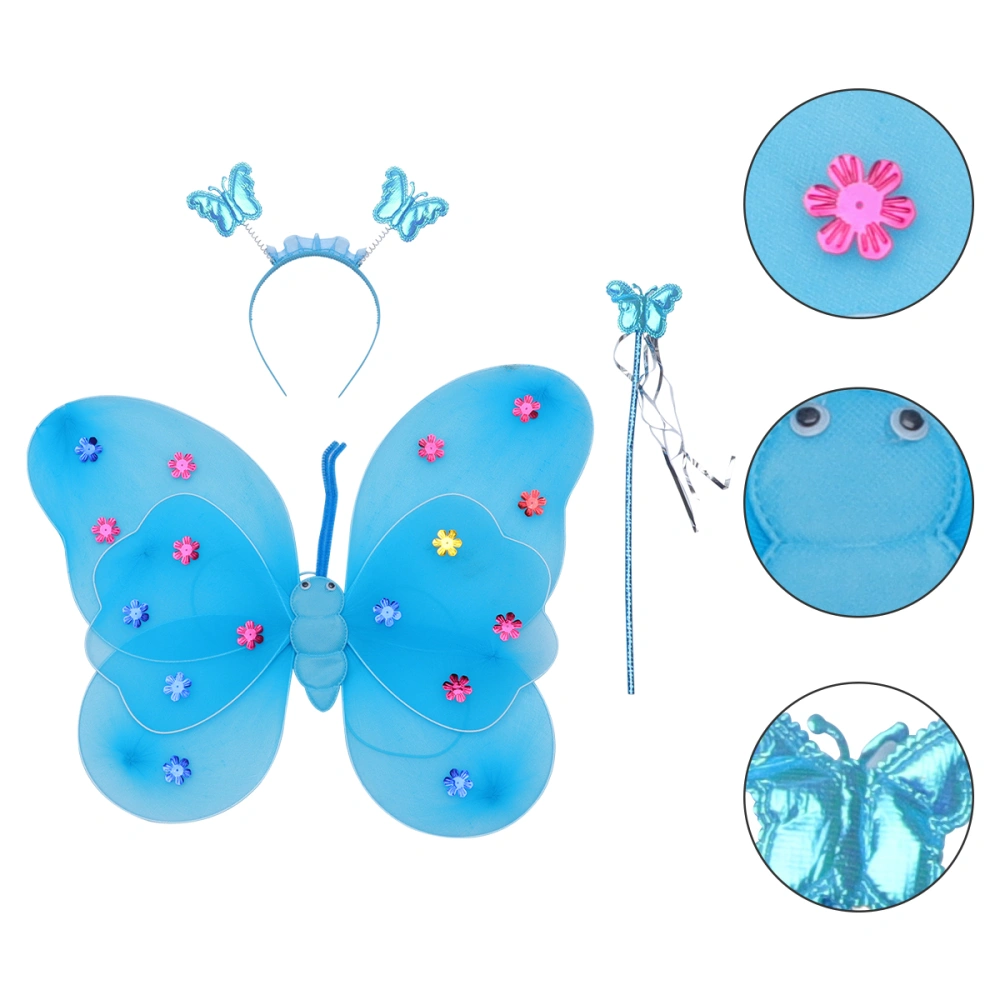 3Pcs/Set Butterflies Wing with Headband and Wand Lovely Cosplay Costume Props