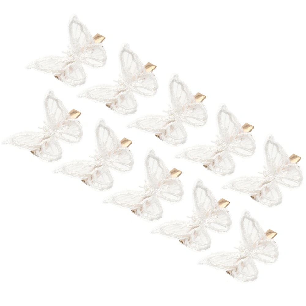 10pcs Women Girls Lace Embroidery Hair Clip Pin Claw Hair Accessories (White)