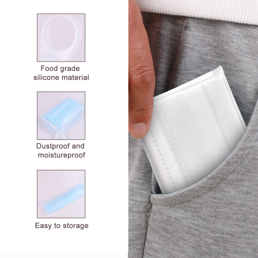 2pcs Portable Silicone Storage Box Outdoor Masks Box Face Cover Storage Holder for Women Men (White)