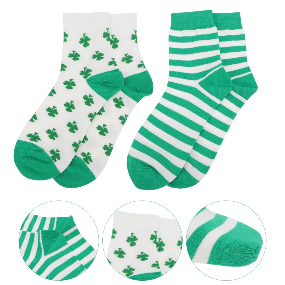 2 Pairs St. Patrick's Day Elements Design Autumn Winter Socks for Saint Patrick