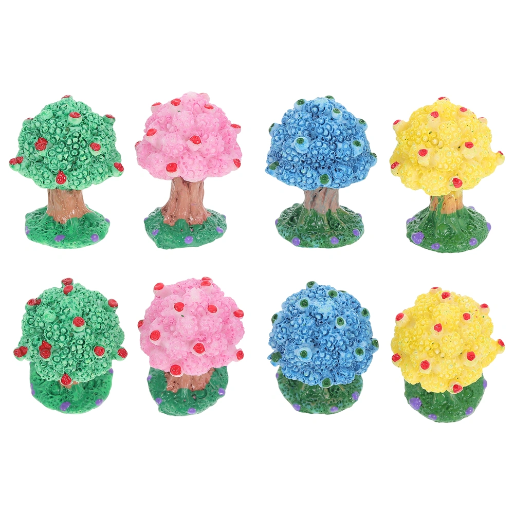 8Pcs Decorative Model Trees Cartoon Mini Trees Wear-resistant Artificial Trees Home Accessory