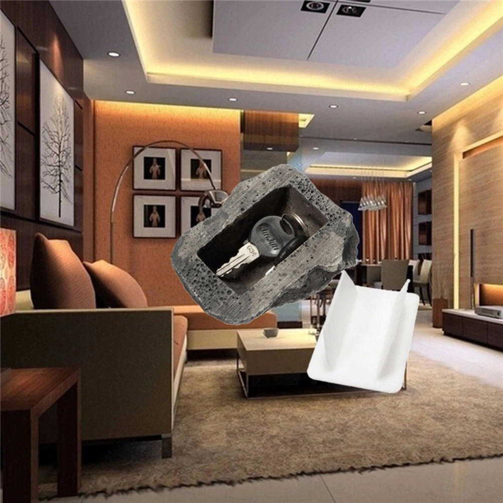 Stone-type Resin Key Box Hidden Storage Case Artificial Stone Key Hider Key Holder (Stone Cover + Stopper)