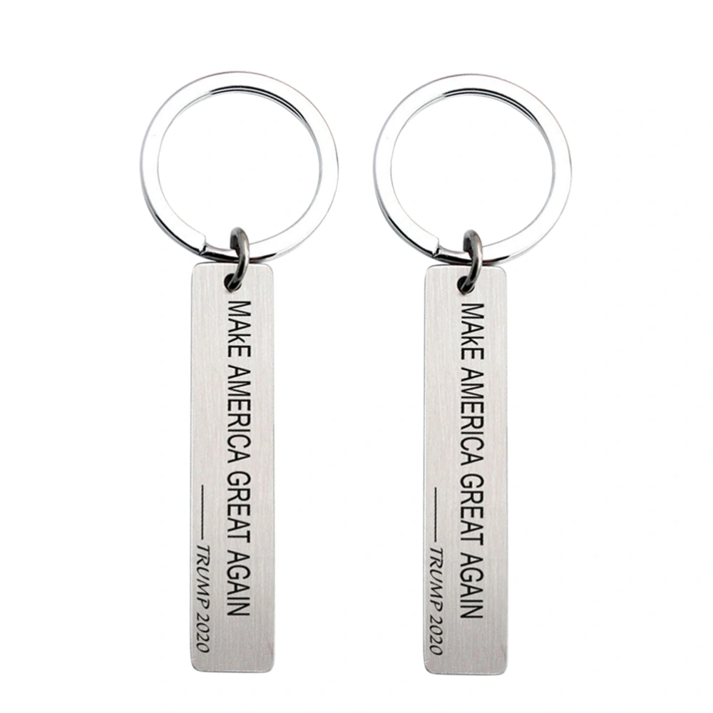 2pcs Stainless Steel Pendant Keychain Creative Presidential Campaign Keyring Gift Purse Hanging Ornament