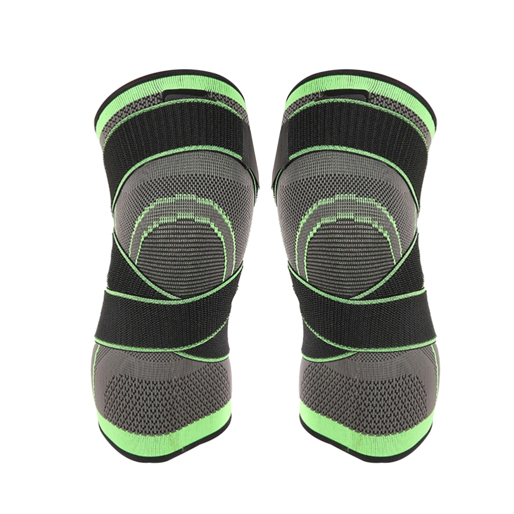 2 Pcs L Green Compression Knee Sleeve Knee Brace Knee Support with Adjustable Strap for Pain Relief Running Basketball Exercises