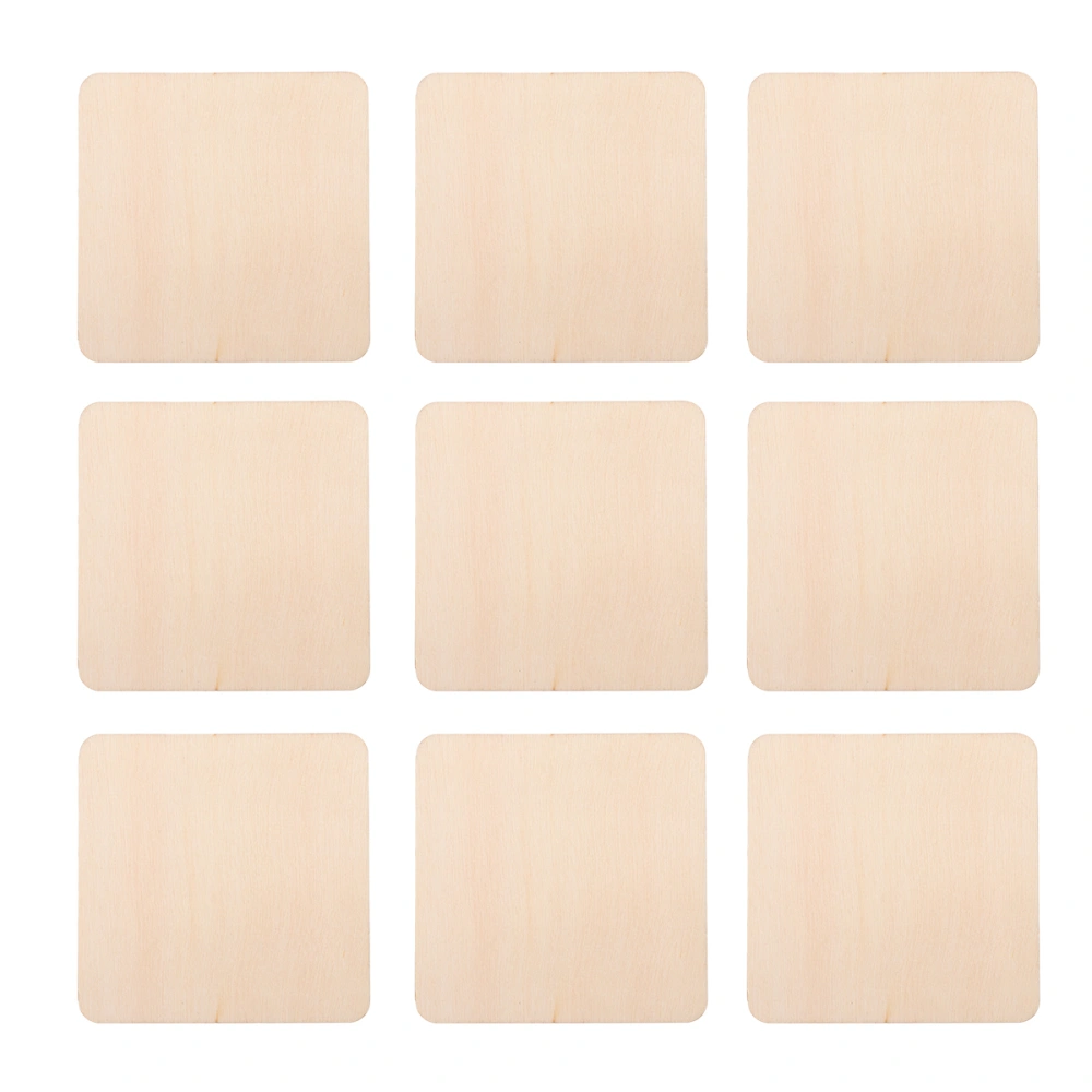 40PCS Christmas DIY Painting Square Wood Cutout Slices Unfinished Natural Wooden Craft Pendant Material for Children