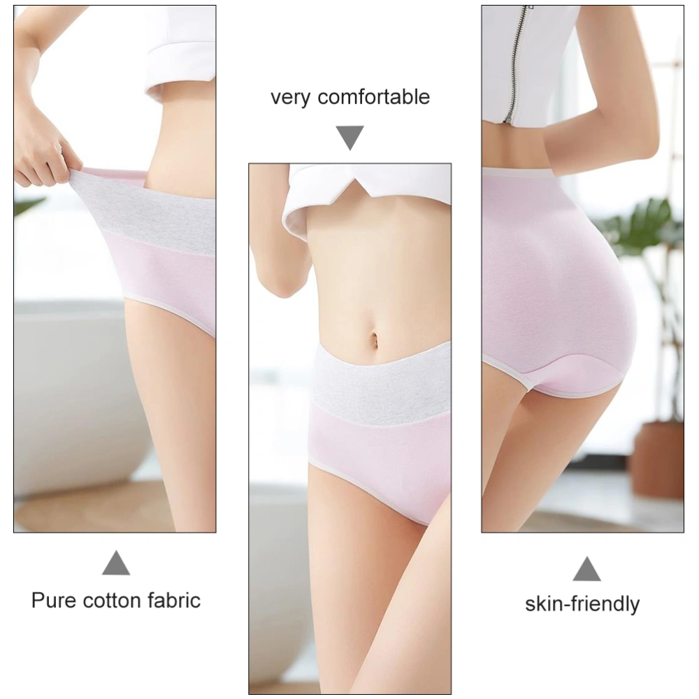 5Pcs High Waist Cotton Underwear Stretch Brief Panties Breathable Underwear