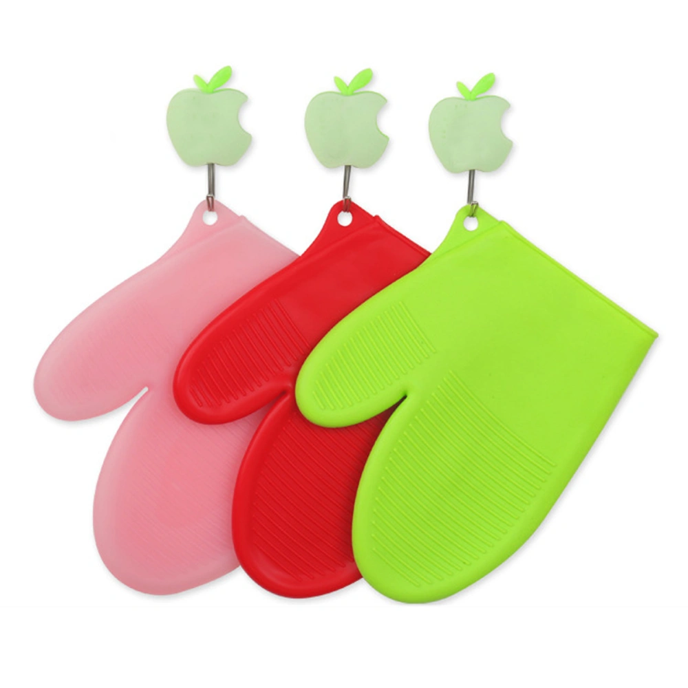 2Pcs Silicone Mitts Heat Resistant Anti-Scald Anti-Skid Kitchen Use Oven Mitts(Candy Orange)